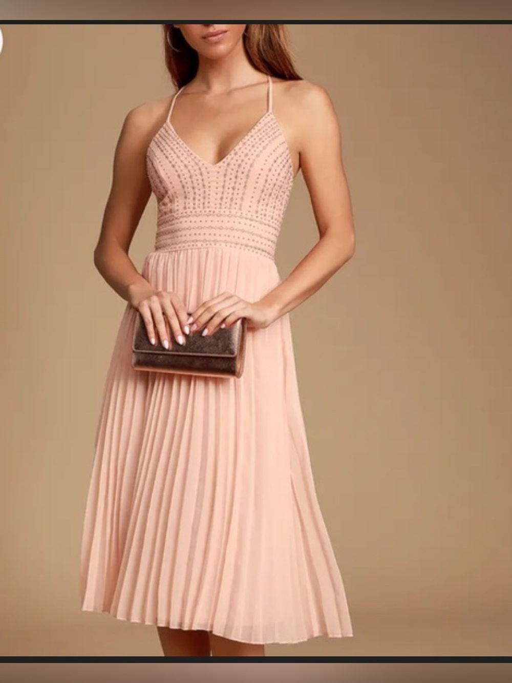 Lulu’s Glamorous Gala Pink Midi Dress Size Medium